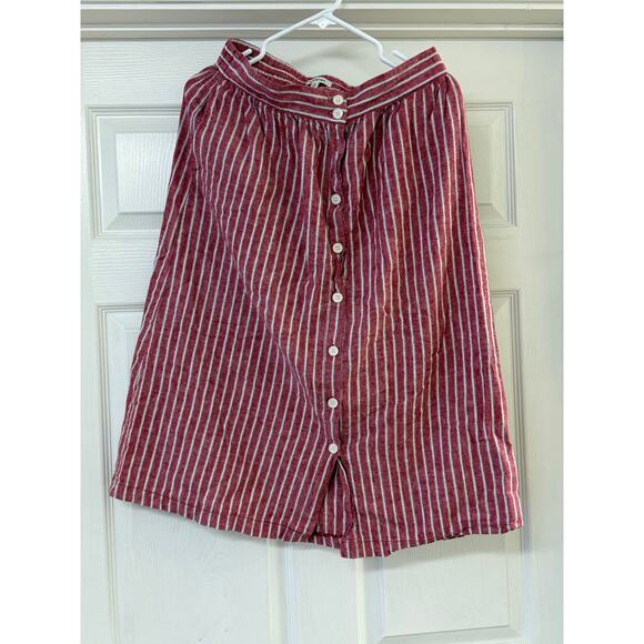 Max Studio Red Striped Button-Front Midi Skirt | Size L - Picture 1 of 4